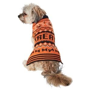 Halloween novelty Hotel Doggy TREAT knit dog sweater orange black Medium NEW